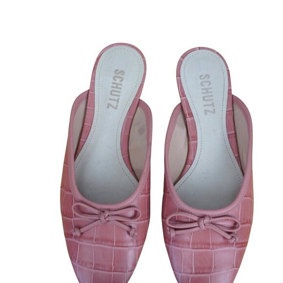 Schutz "Carlene" Rosa Croc Embossed Mule Ballet Flats‎ Sz 6B - Picture 3 of 9